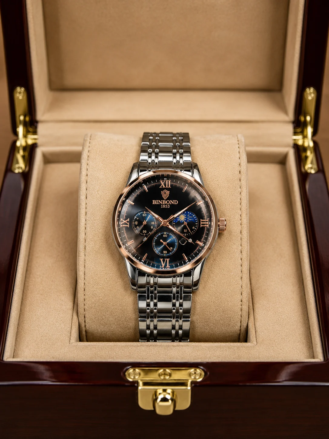 BINBOND 1853 Silver Multifunction Men’s Watch