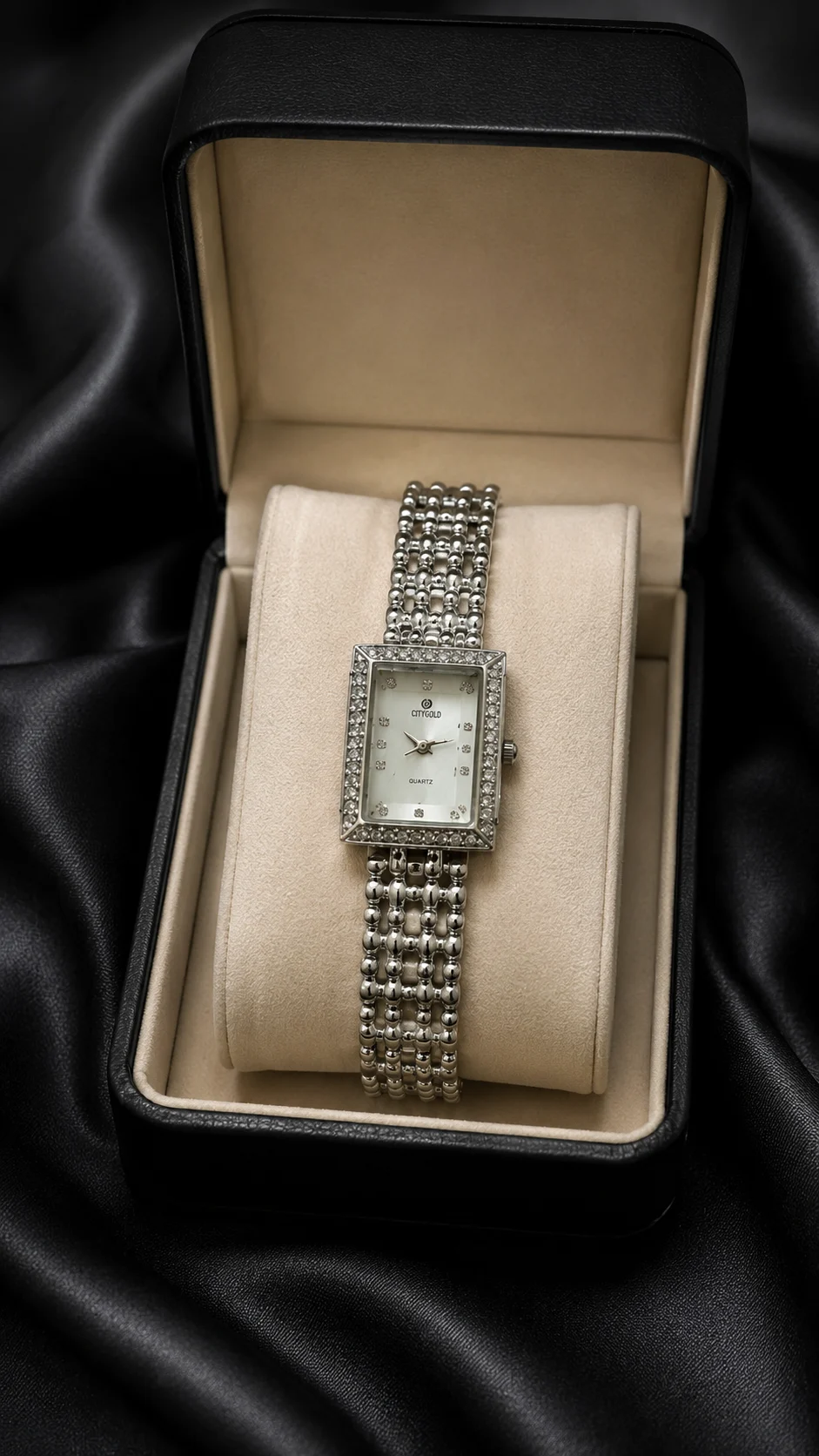 CITIGOLD Elegant Silver Crystal Bracelet Women’s Watch